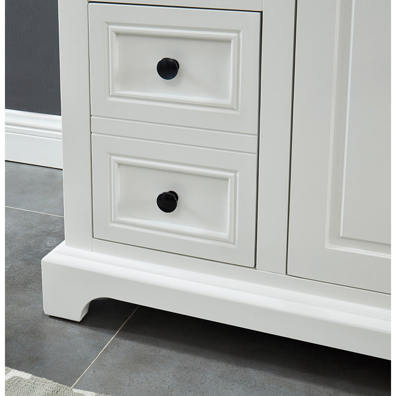 Hillsdale Dove White Freestanding Vanity Cabinet with Double Basin Integrated Sink and Countertop - Four Doors Four Drawers (61' x 34.5' x 22')