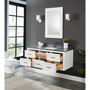Caulder Dove White Freestanding Vanity Cabinet with Single Basin Integrated Sink and Countertop - Six Drawers (49' x 34.5' x 22')