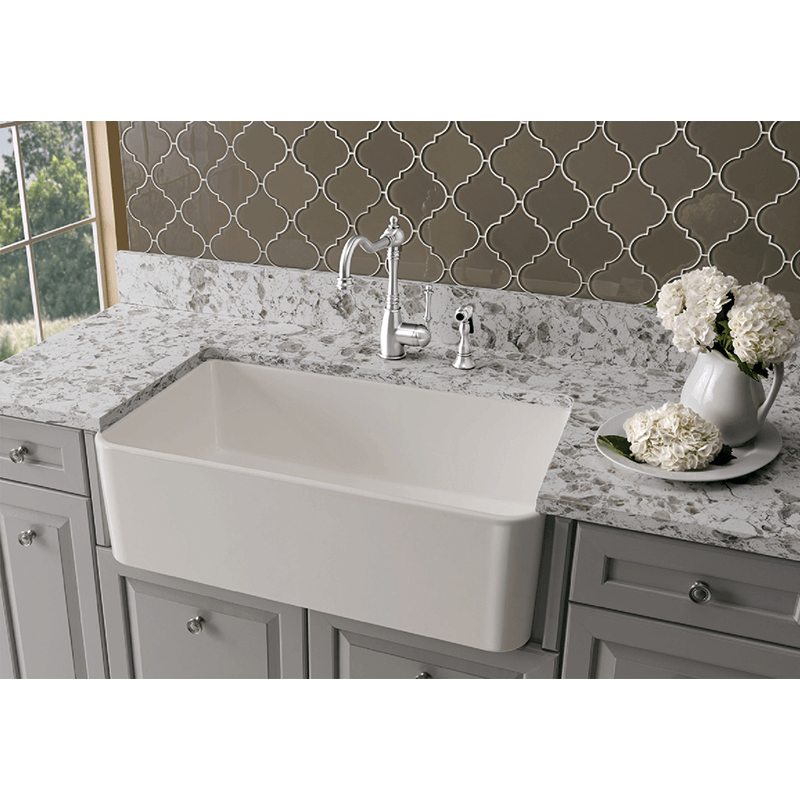 Cerana 32' Fireclay Single-Basin Farmhouse Kitchen Sink in White