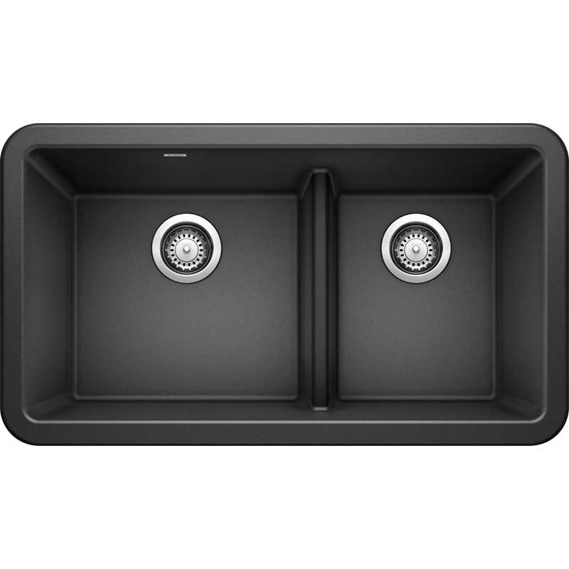 Ikon 33' Granite Double Basin Farmhouse Kitchen Sink in Black