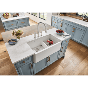 Ikon 33' Granite Double Basin Farmhouse Kitchen Sink in Anthracite