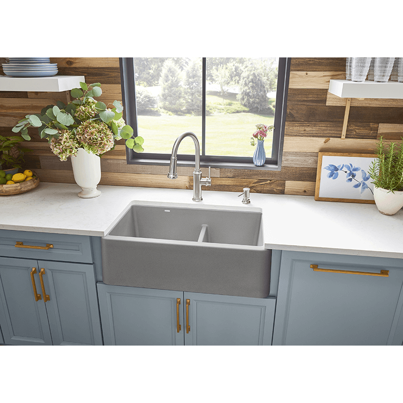 Ikon 33' Granite Double Basin Farmhouse Kitchen Sink