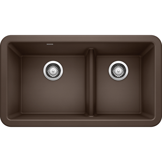 Ikon 33" Granite Double Basin Farmhouse Kitchen Sink in Cafe Brown
