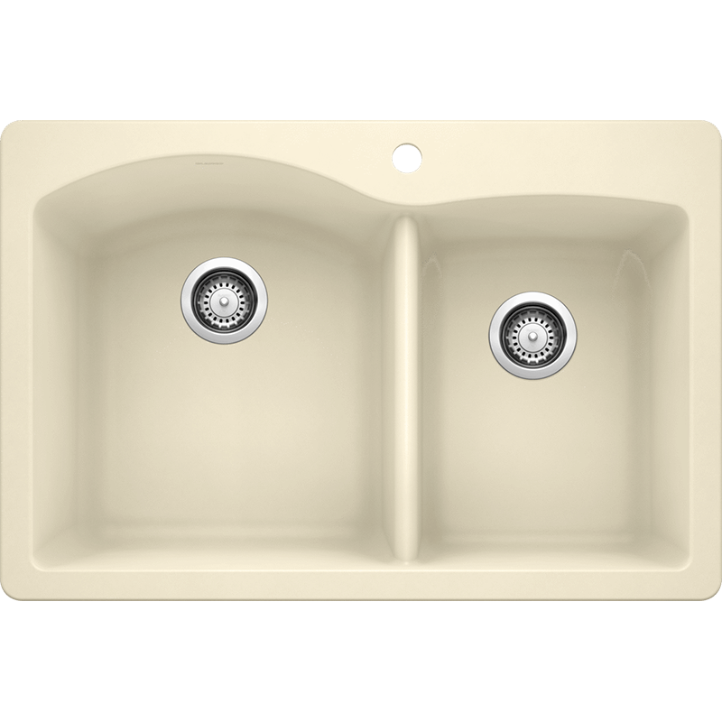 Diamond 33' Granite 60/40 Double-Basin Dual-Mount Kitchen Sink in Biscuit (33' x 22' x 9.5')