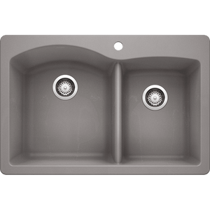 Diamond 33' Granite 60/40 Double-Basin Dual-Mount Kitchen Sink in Metallic Grey (33' x 22' x 9.5')