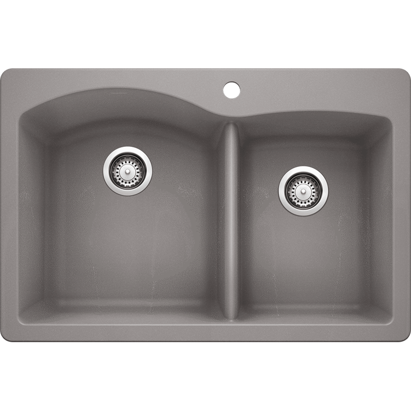 Diamond 33' Granite 60/40 Double-Basin Dual-Mount Kitchen Sink in Metallic Grey (33' x 22' x 9.5')