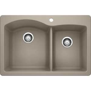 Diamond 33' Granite 60/40 Double-Basin Dual-Mount Kitchen Sink in Truffle (33' x 22' x 9.5')