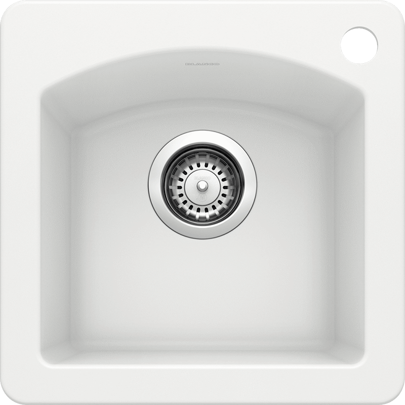 Diamond 15' Granite Single-Basin Dual-Mount Kitchen Sink in White (15' x 15' x 8')