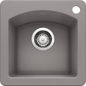 Diamond 15' Granite Single-Basin Dual-Mount Kitchen Sink in Metallic Grey (15' x 15' x 8')