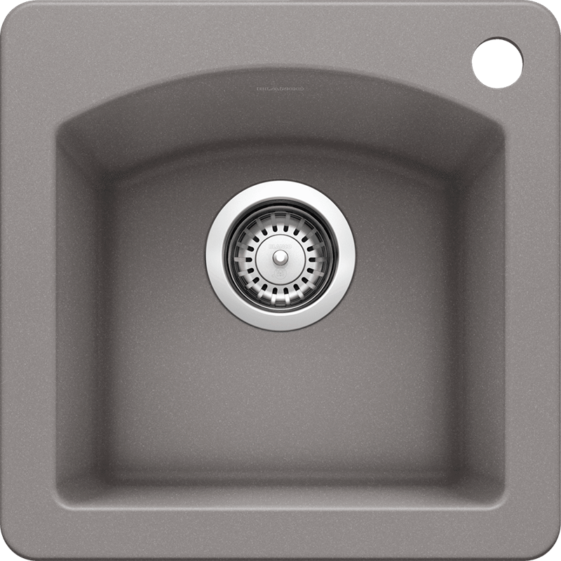 Diamond 15' Granite Single-Basin Dual-Mount Kitchen Sink in Metallic Grey (15' x 15' x 8')
