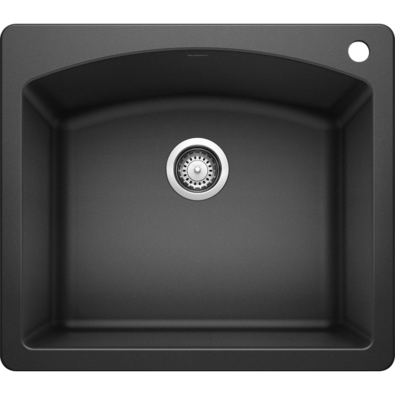 Diamond 25' Granite Single-Basin Dual-Mount Kitchen Sink in Anthracite (25' x 22' x 10')
