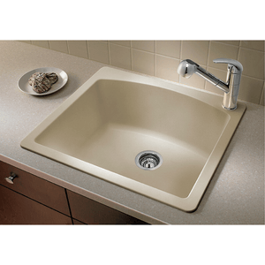 Diamond 25' Granite Single-Basin Dual-Mount Kitchen Sink in Biscuit (25' x 22' x 10')