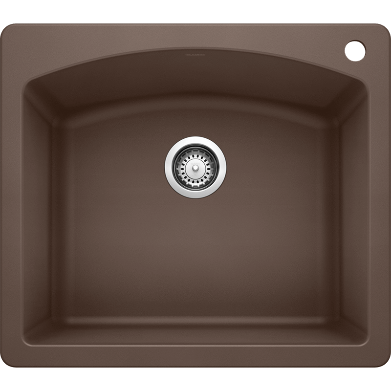 Diamond 25' Granite Single-Basin Dual-Mount Kitchen Sink in Cafe Brown (25' x 22' x 10')