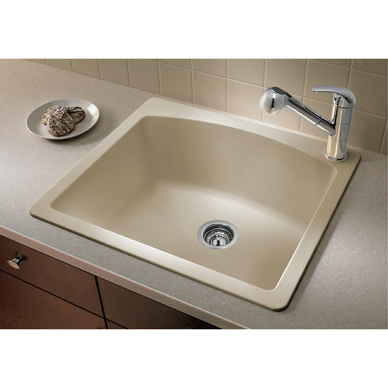 Diamond 25' Granite Single-Basin Dual-Mount Kitchen Sink in Metallic Grey (25' x 22' x 10')