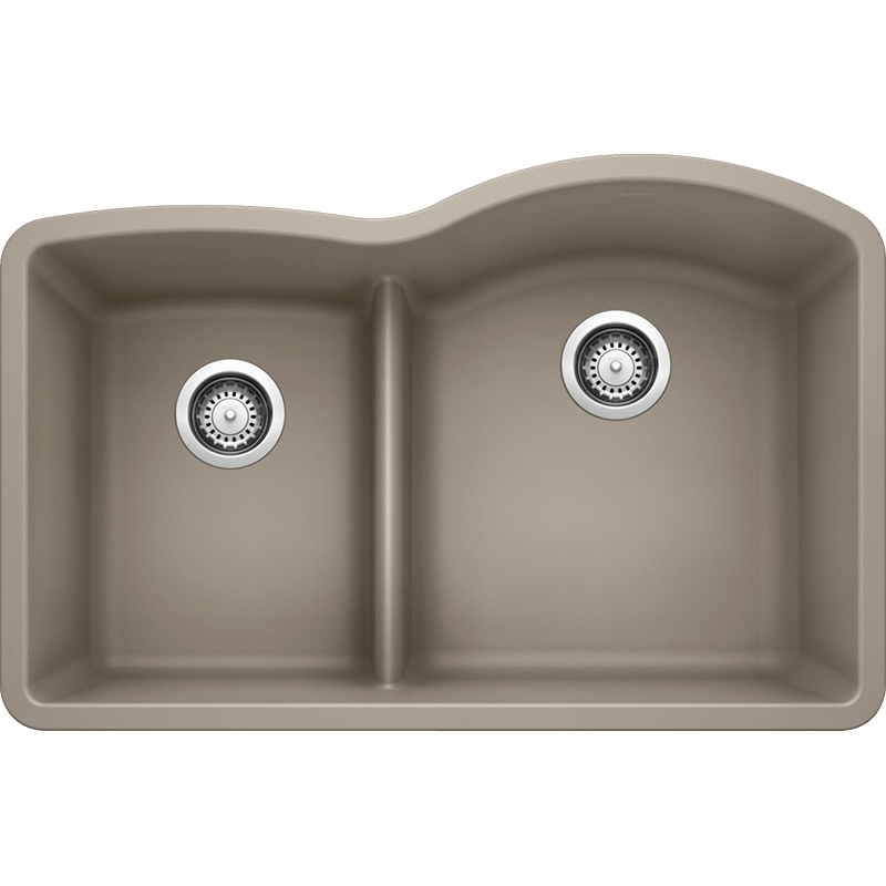 Diamond 32' Granite Double Basin Undermount Kitchen Sink in Truffle (32' x 20.84' x 9.5')