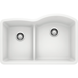 Diamond 32' Granite Double Basin Undermount Kitchen Sink in White (32' x 20.84' x 9.5')