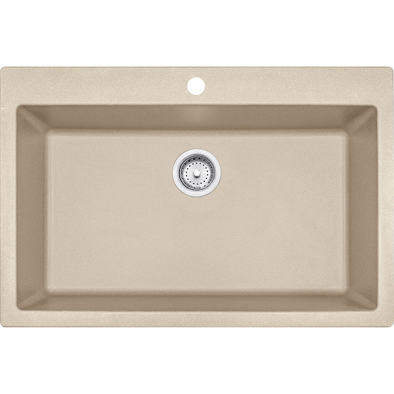 Primo 33' Granite Single Basin Dual-Mount Kitchen Sink in Champagne