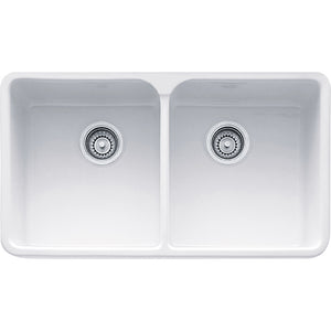 Manor House 31.25' Fireclay Double Basin Apron Front Kitchen Sink in White