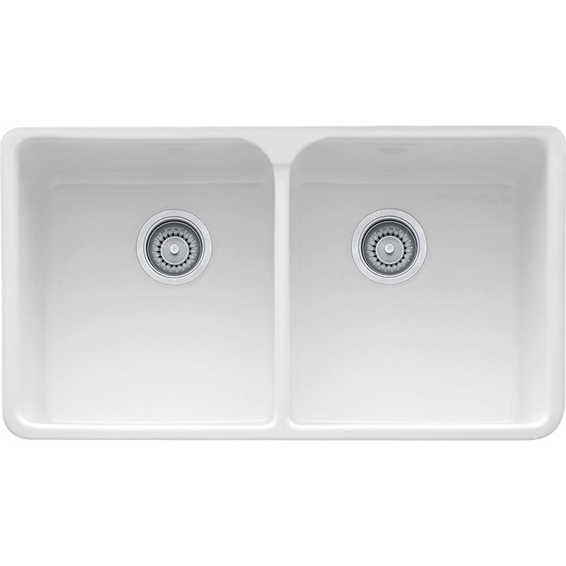 Manor House 35.63' Fireclay Double Basin Apron Front Kitchen Sink in White