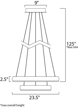 Innertube 23.5' 2 Light Multi-Light Pendant in Satin Nickel