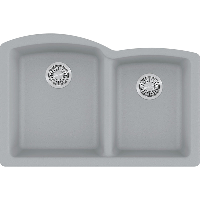 Ellipse 21.75' Granite Double Basin Undermount Kitchen Sink in Shadow Grey