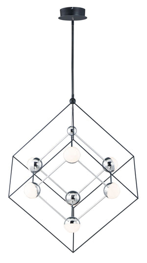 Ion 30.5' 7 Light Single Pendant in Black and Polished Chrome