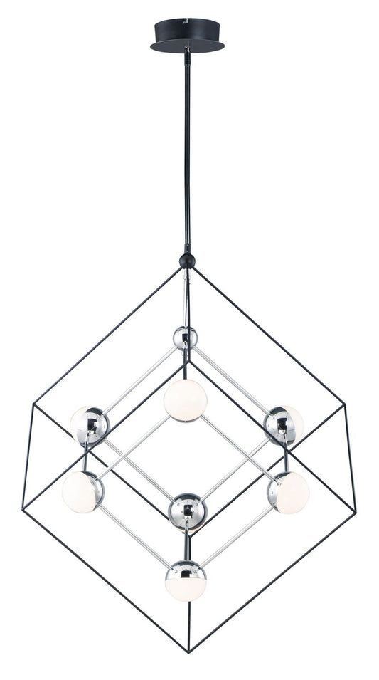 Ion 30.5" 7 Light Single Pendant in Black and Polished Chrome