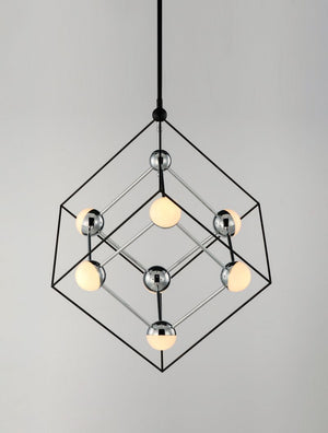 Ion 30.5' 7 Light Single Pendant in Black and Polished Chrome