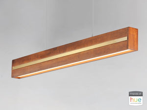iWood 40.25' Single Light Friends of Hue Linear Pendant in Antique Pecan Brushed Champagne