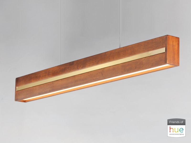 iWood 59.75' Single Light Friends of Hue Linear Pendant in Antique Pecan Brushed Champagne