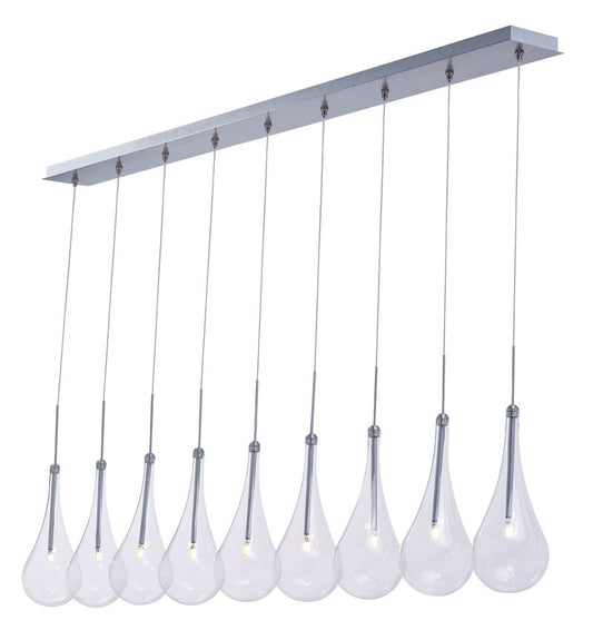 Larmes 4.5" 9 Light Linear Pendant in Polished Chrome