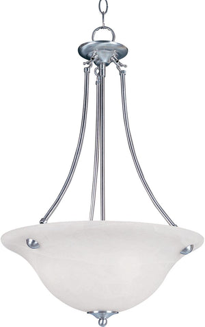 Malaga 16' 3 Light Inverted Bowl Pendant in Satin Nickel with Marble Glass Finish