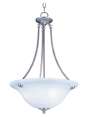 Malaga 16' 3 Light Inverted Bowl Pendant in Satin Nickel with Frosted Glass Finish