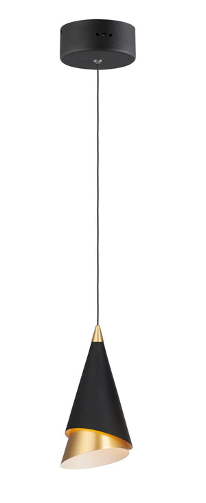 Mermaid 4.75' Single Light Mini-Pendant in Black and Metallic Gold