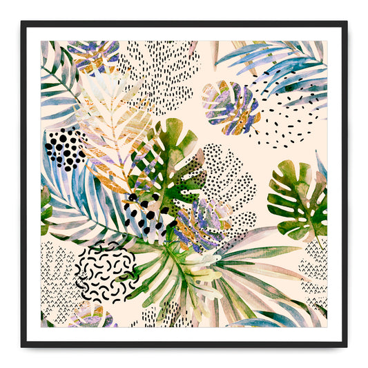 Tropical Leaves Painting on Photo Paper By Teague Studios - 19" x 19"