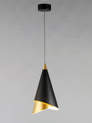 Mermaid 8.75' Single Light Mini-Pendant in Black and Metallic Gold