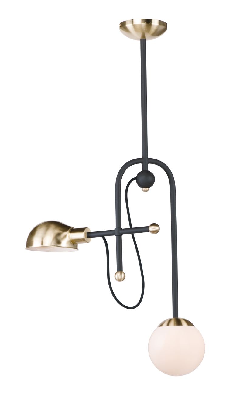 Mingle 6' 2 Light Mini-Chandelier in Bronze and Satin Brass