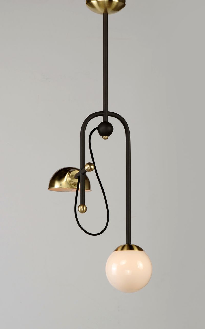 Mingle 6' 2 Light Mini-Chandelier and Pendant in Bronze and Satin Brass