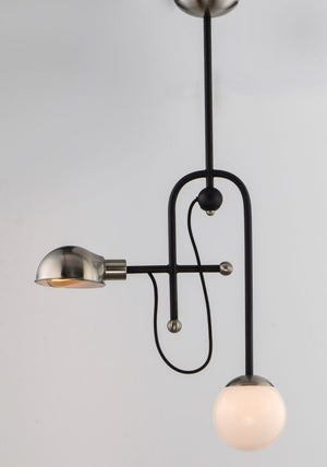 Mingle 6' 2 Light Mini-Chandelier and Pendant in Black and Satin Nickel