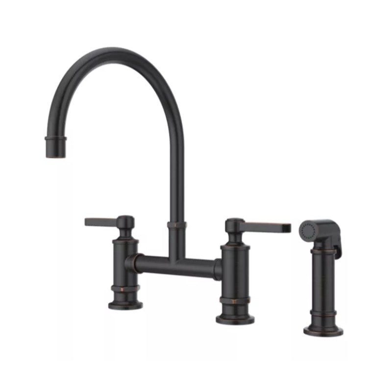 Port Haven Two-Handle Kitchen Faucet with Side Spray in Tuscan Bronze
