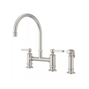 Port Haven Two-Handle Kitchen Faucet with Side Spray in Stainless Steel