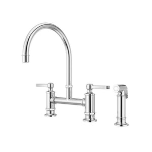 Port Haven Two-Handle Kitchen Faucet with Side Spray in Polished Chrome