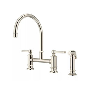 Port Haven Two-Handle Kitchen Faucet with Side Spray in Polished Nickel