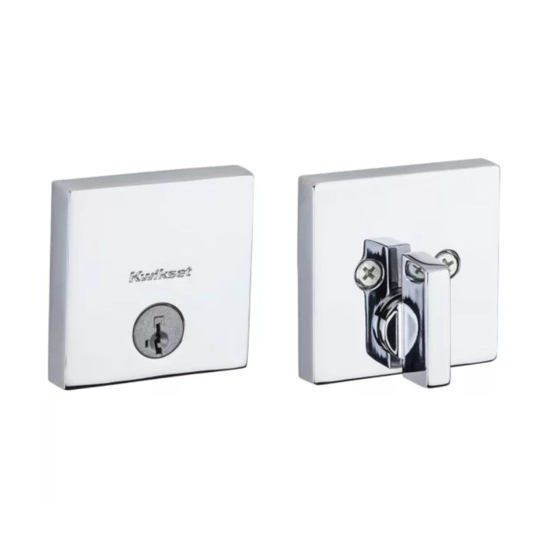 Downtown Square SmartKey Deadbolt in Polished Chrome - 6 Way Adjustable Latch