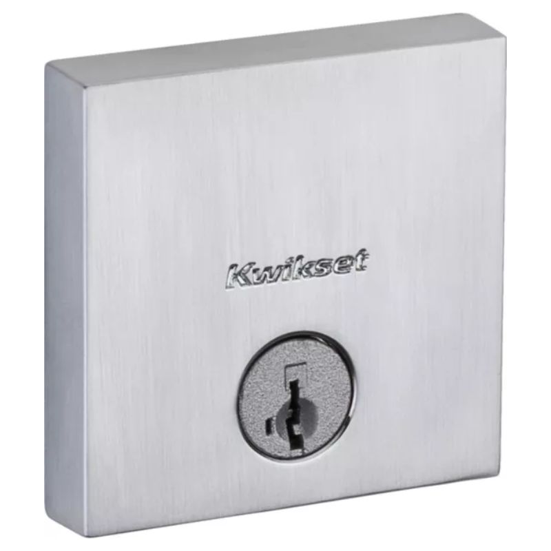Downtown Square SmartKey Deadbolt in Satin Chrome - 6 Way Adjustable Latch