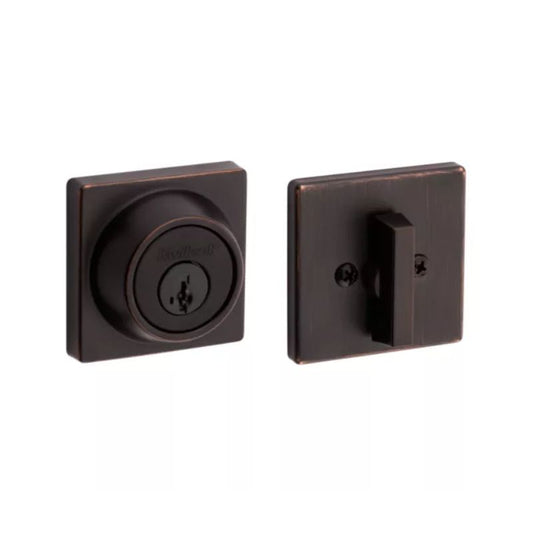 Halifax Square Interior/Exterior SmartKey Deadbolt in Venetian Bronze - Round Corner Adjustable Latch