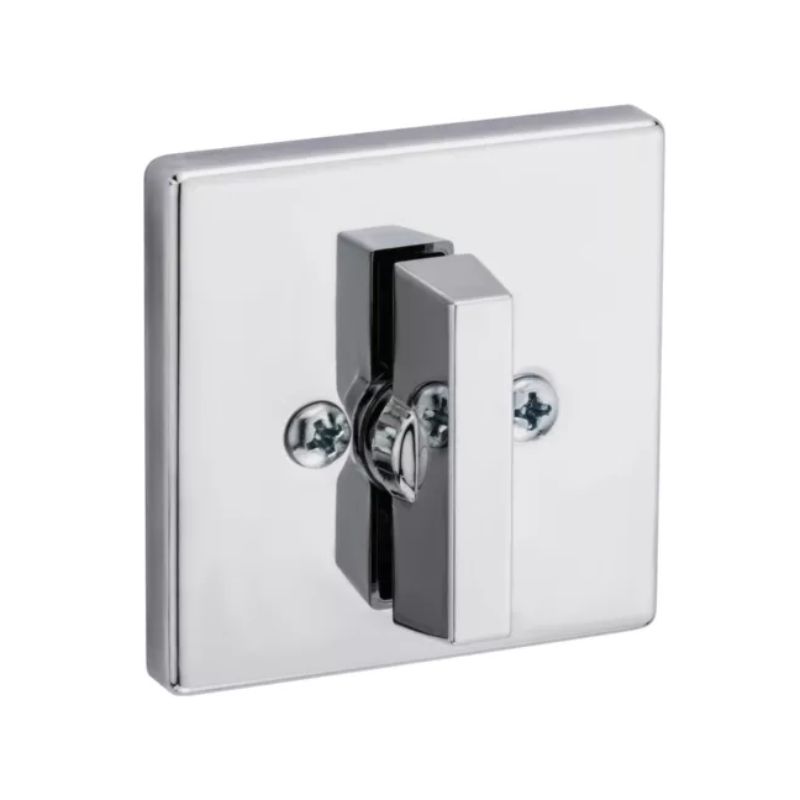Halifax Square Interior/Exterior SmartKey Deadbolt in Polished Chrome - Round Face Adjustable Latch