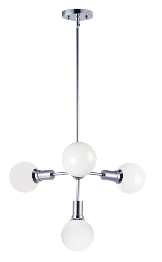 Molecule 24" 4 Light Linear Pendant Chandelier in Polished Chrome