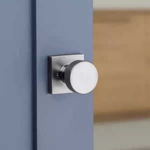 Pismo Square Passage Door Knob in Satin Chrome - 6 Way Adjustable Latch