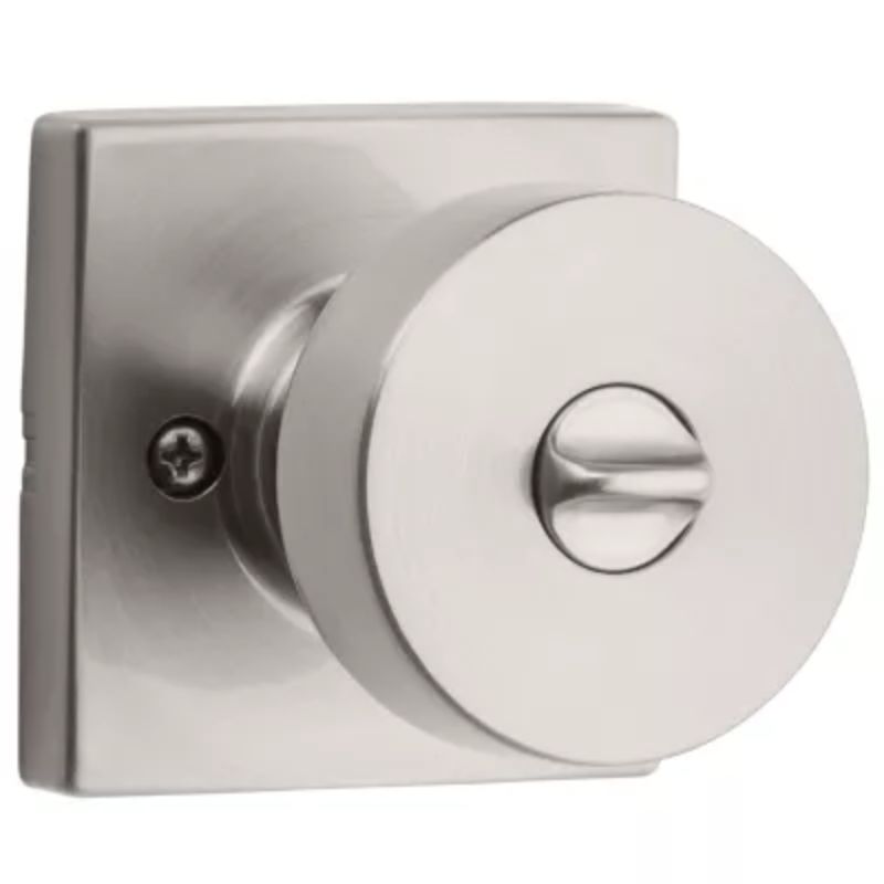 Pismo Square Privacy Door Knob in Satin Nickel - 6 Way Adjustable Latch